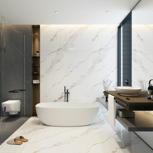 Calacatta trắng với vàng tĩnh mạch thạch anh đá cẩm thạch nhân tạo nhà bếp <span class=keywords><strong>Countertop</strong></span> lớn slab thiêu kết gạch cho bảng và ăn uống - Product Image 3