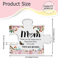Plaque acrylique personnalisable par sublimation, bloc de puzzle en acrylique vierge, bloc logo, ornement de décoration de table à offrir à Maman