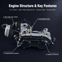 Moteur complet 230cc GY6 CVT monocylindre refroidi par air avec arbre d'équilibrage et marche arrière pour Buggy, VTT et Moto, faible MOQ