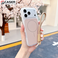 Coque de téléphone magnétique colorée style Ins avec dragonne, fine et antichoc, pour iPhone séries 12-17