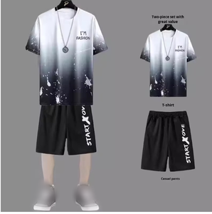 Trajes <span class=keywords><strong>para</strong></span> hombre, moda de verano, poliéster, fino, informal, transpirable, camiseta deportiva estampada de manga corta + pantalones cortos, conjunto de baloncesto - Product Image 6
