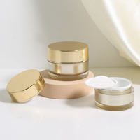 Nouveau Set de Flacons et Pots Cosmétiques Luxe en Acrylique Doré, Sans Air, pour Soins de la Peau et Essences, 100 ml, 50 ml, 30 ml, 15 ml, 50 g, 30 g