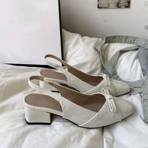 French Style Bow Front Flat Shoes with <b>Closed</b> <b>Toe</b> High Rear Platform Evergreen Design for Women - Product Image 1