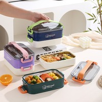 AHLE1095/ Boîte à lunch portable en acier inoxydable 304 pour étudiants, avec poignée de dessin animé, ovale, isotherme, pour la conservation de la chaleur