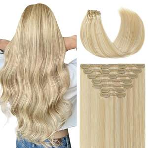 クリップインヘアエクステンション厚手ロングストレートヘアピースアップグレードソフトレース横糸軽量7PCSレイヤードヘア20インチ女性用 - Product Image 4