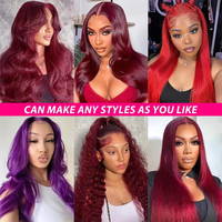 Peluca de encaje HD color rojo vino de arándanos, lisa, 99J Borgoña, 13x4 13x6, pelucas de cabello humano con encaje frontal HD para mujeres negras