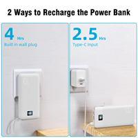 Batería Externa Portátil Delgada de 10000mAh con Carga Rápida de 22.5W, Enchufe de Pared AC, Mini Banco de Energía USB