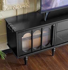 Meuble TV en bois massif de style mid-century, table basse combinée, salon, bar à domicile, villa, rangement, casier - Product Image 4