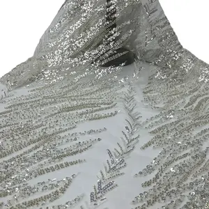 wholesale value sequin embroidery lace fabric dubai fabric beaded embroidery for dress