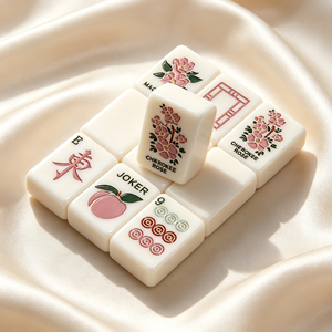 Meilleures ventes : Tuiles <span class=keywords><strong>de</strong></span> Mahjong américaines en acrylique beige, imprimées motif floral pêche, avec logo personnalisé, mignonnes et élégantes, pour 4 joueurs, idéales pour <span class=keywords><strong>les</strong></span> fêtes <span class=keywords><strong>de</strong></span> filles - Product Image 5