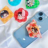Op maat gemaakte acryl mobiele telefoonhouder met draaibare telefoon grip, thermische transferdruk, fruit-/mode-/dierenthema's