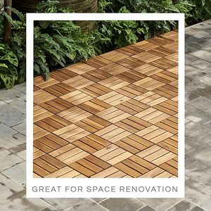 Baldosas de Madera para Terraza y Patio Trasero, Uso en Exteriores, Protección Ambiental, Baldosas de Madera Maciza Encajables para Patio - Product Image 3
