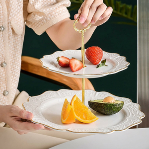 Support à gâteau rotatif en aluminium fait main, moderne, à 2 niveaux, détachable, pour cupcakes, desserts, fruits, pour mariage - Product Image 4