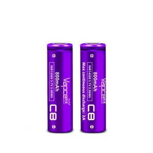 Flat Top 14500 AA 800mAh 2A vapcell C8 Lithium ion có thể sạc lại pin cho đồ chơi máy ảnh và đèn pin