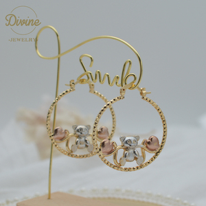 <span class=keywords><strong>Pendientes</strong></span> <span class=keywords><strong>de</strong></span> oso <span class=keywords><strong>de</strong></span> peluche para niñas, aretes <span class=keywords><strong>de</strong></span> aro <span class=keywords><strong>de</strong></span> <span class=keywords><strong>oro</strong></span> <span class=keywords><strong>de</strong></span> 14k con diseño personalizado - Product Image 6