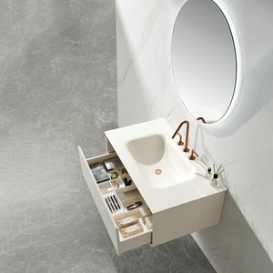 Mueble de Baño Flotante Moderno Blanco con Lavabo de Cerámica y Espejo Inteligente, Diseño Impermeable para Uso en Villas y Hoteles - Product Image 2