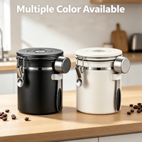 Boîte à café en acier inoxydable 304 de 1500 ml avec indicateur de date, pot hermétique pour grains de café, récipient de stockage alimentaire multifonctionnel