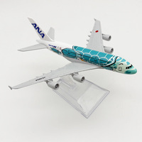 Modèle d'avion en alliage moulé sous pression 14*15cm à l'échelle ANA Turtle Airlines Airbus 380 A380 avec support Bleu Vert Orange