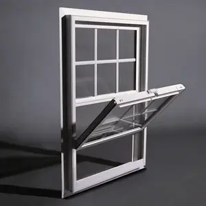 Stile americano scorrevole grande vetro in bianco e nero griglia in vinile doppio appeso Pvc finestre e porte