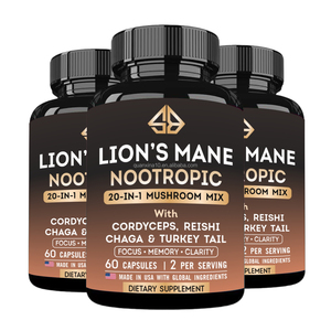 Complejo de Hongos: Mezcla de Melena de León, Cola de Pavo, Chaga, Cordyceps y Reishi para Apoyo a la Concentración, Memoria y Claridad Mental, 120 Cápsulas para Adultos - Product Image 1