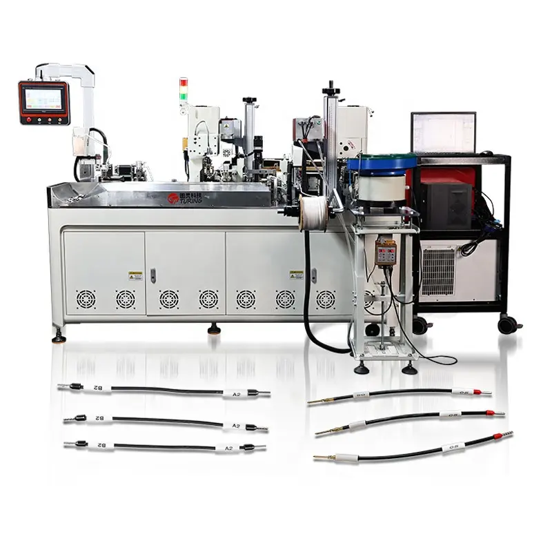 TR-DM05 Double-headed Bulk Double-threading Number Tube Terminal Stripping and Crimping Machine with Twisted Laser Coding