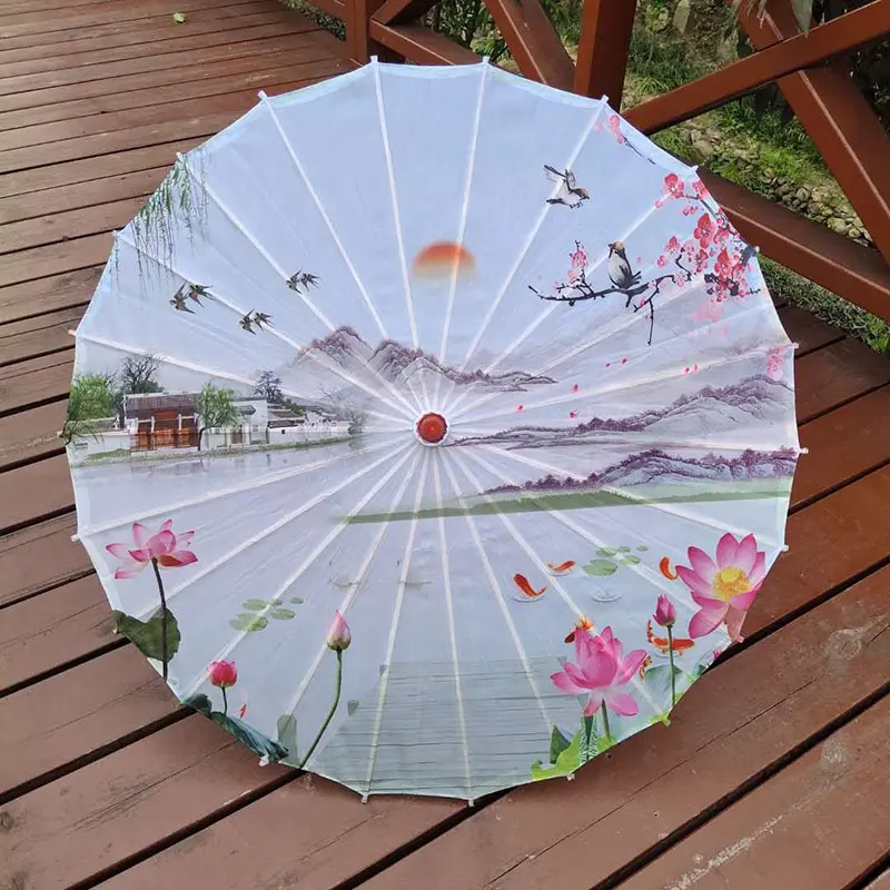 Holz schirm Weißes Öl Papier Bambus Tanz schirm Art Deco Sonnenschirm Craft Umbrella Chinesischer Stoff Sonnenschirm 34 Farben