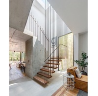 Conçu en usine personnalisé bois bande de roulement droite cantilever escaliers intérieur maison chêne suspendu escalier flottant escaliers