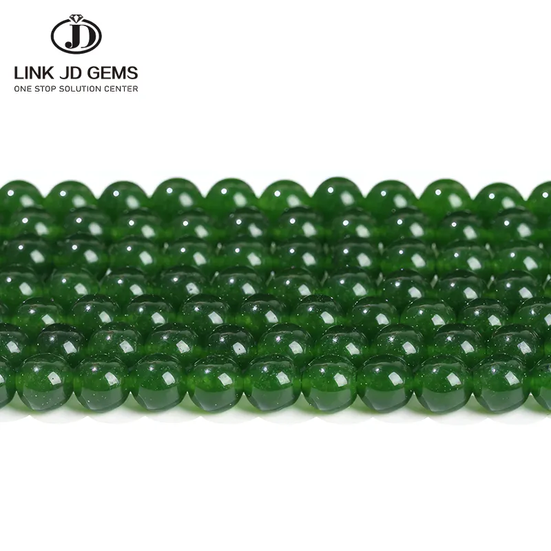 JD 4mm 6mm 8mm 10mm 12mm 14mm doğal parlak yuvarlak dağınık boncuklar boyalı renk yeşil kalsedon Jades taşlar