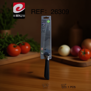 Couteau MNJ à lame dentelée avec manche noir pour usage en cuisine, 1 pièce - Product Image 2