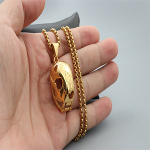 Collar con colgante de calavera yunnique, joyería unisex de aleación de zinc dorada a la moda, regalo - Product Image 4