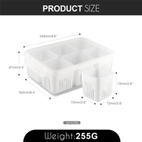 Fresh-Keeper Boîte de rangement en plastique à 6 grilles pour la maison et le bureau Fruits Légumes Aliments Réfrigérateur Utiliser Snackle Box Snack Container