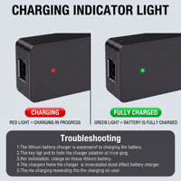 Cargador de CC de 53,6 V y 2,3 A con indicador LED, 6 protecciones para bicicletas eléctricas de 48 V, scooters eléctricos y bicicletas (solo para baterías de 48 voltios)