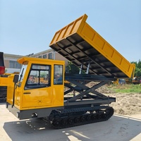 Camion benne sur chenilles en caoutchouc de 6 tonnes, conception à chenilles larges, levage hydraulique de conteneurs, hauteur de levage maximale de 2 m, camion benne tout-terrain