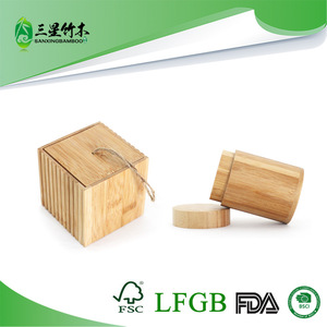 <b>Bamboo</b> cotton swab holder, simple household dental floss cotton swab storage <b>container</b>, dustproof cotton swab box with lid, - Product Image 5