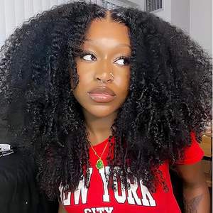 Готовый к отправке афро-кудрявый парик из бразильских натуральных волос, 13x4 HD кружево спереди, предварительно выщипанный, плотность 180%, без клея - Product Image 3