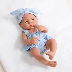 Boneka vinil asli Reborn, 40cm bayi baru lahir silikon dengan nama dan usia