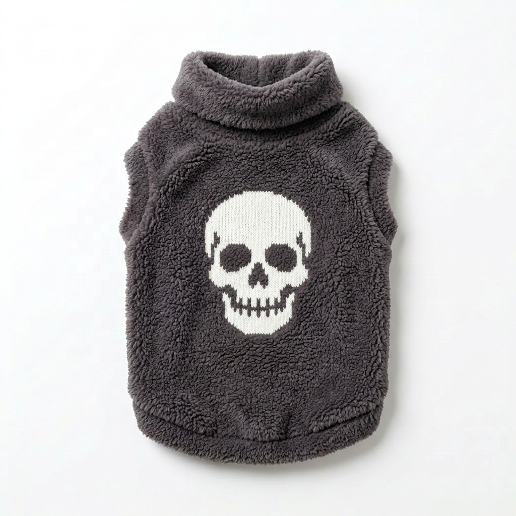 Gris anthracite avec imprimé tête de mort crème