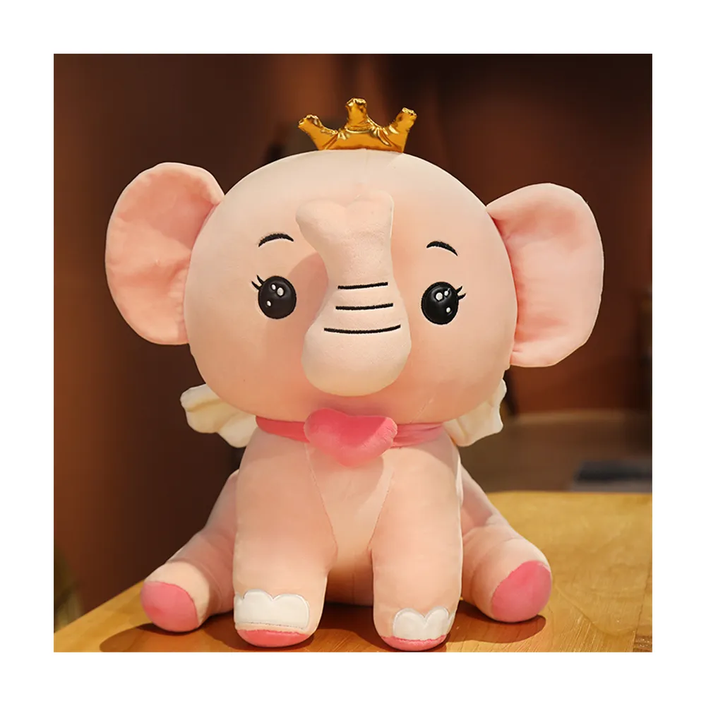 Novidade brinquedos de pelúcia de algodão PP macios com elefante de desenho animado fofo brinquedos de pelúcia personalizados para crianças etiqueta de tamanho novo personalizado