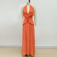 Robe longue d'été décontractée ZYHT 70107, style bohème, dos nu, à volants plissés, pour les vacances à la plage, pour femmes