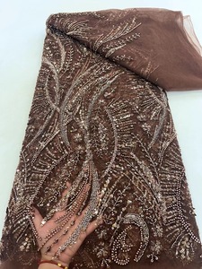 Tissu en dentelle de perles africaines <span class=keywords><strong>NIAI</strong></span> 2024, paillettes de haute qualité, broderie en satin 3D, dentelles en tulle à perles françaises avec perles pour mariage - Product Image 3