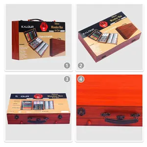 بيع مباشر من المصنع YW-AW0142 مجموعة رسم متنوعة من 142 قطعة تشمل أقلام رصاص وألوان شمعية ومستلزمات فنية للأطفال في صندوق خشبي - Product Image 4