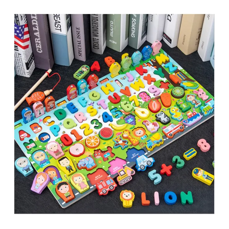 2023 New Toy Montessori Educação Figura Fruit Pastagem Estilo Matching Letter Game para Crianças Brinquedos De Madeira Personalizados Unisex EN71 ASTM