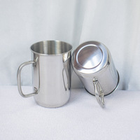 Chope à bière jetable en acier inoxydable à paroi simple, 1000 ml/1 litre, gobelets en métal pour boire à l'extérieur