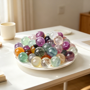 Wholesale Healing <b>Crystal</b> Polished Natural Stone 2cm Small Rainbow Fluorite Spheres for Decoration - Product Image 6