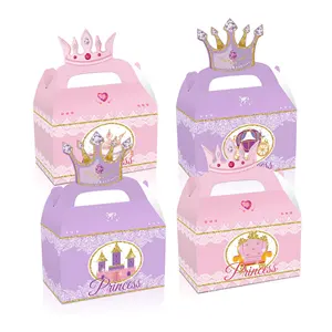 儿童个性化公主主题派对皇冠礼盒粉色金色糖果派对婴儿淋浴女孩生日盒