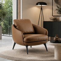 Sillones Contemporáneos de Tela y Cuero con Detalles Personalizables, Muebles Europeos con Patas de Aleación de Aluminio para Sala de Estar