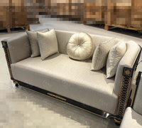 Ensemble de salon en bois de pêche de qualité supérieure: canapé en tissu moelleux avec tables basses et tables d'appoint assorties