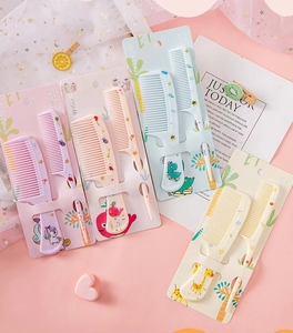 Animaux de dessin animé bébés peignes pour enfants peignes de coiffure pour filles dents fines étudiant mignon queues pointues 2 ensembles de miroir de peigne - Product Image 4