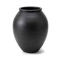 Pot Tanaman Besar Ramah Lingkungan dari Fiberglass Hitam dengan Lapisan Matte, Pot Bunga Modern Minimalis untuk Taman Rumah.