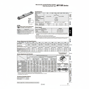Catégorie de produit Cylindre sans tige pneumatique SMC MY1M25-400 cylindres mécaniquement articulés - Product Image 1